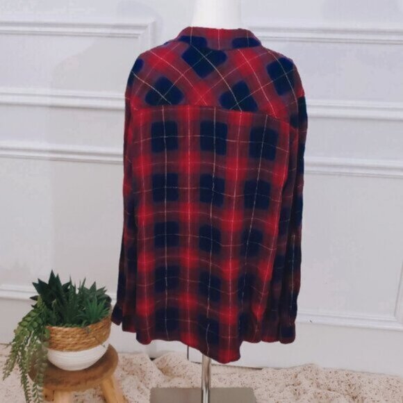 Garage Super Soft Rayon Plaid Red/Blue Flannel Shirt - Picture 8 of 10